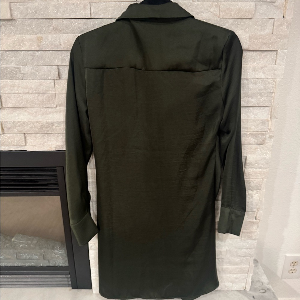 Olive Green Button-Up Dress size xs - Picture 4 of 4